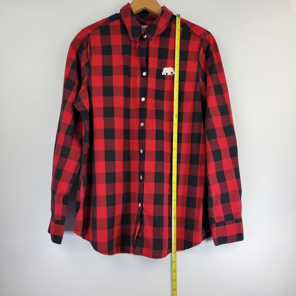 Foxcroft Womens Button Up Check Blouse Red Black Size 10 - Picture 5 of 12